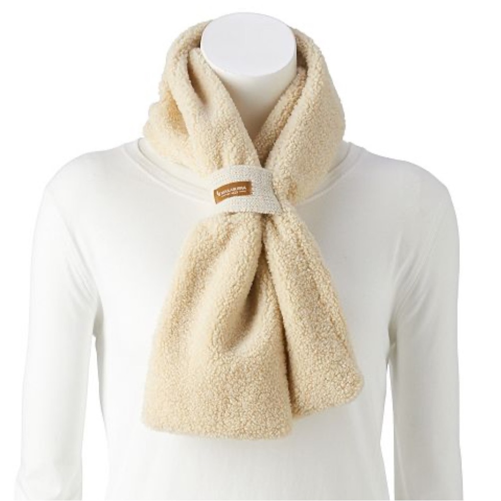 Like New Koolaburra by UGG Sherpa Pull Through Scarf One Size Ivory Warm Soft - Picture 2 of 3